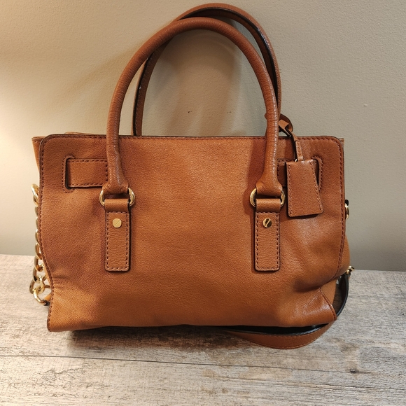 Michael Kors Hamilton Brown Saffiano Medium Satchel Shoulder Handbag Purse - Picture 5 of 13